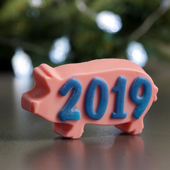 Мыло фигурное "Свинюшка 2019" розовый с синим 95гр