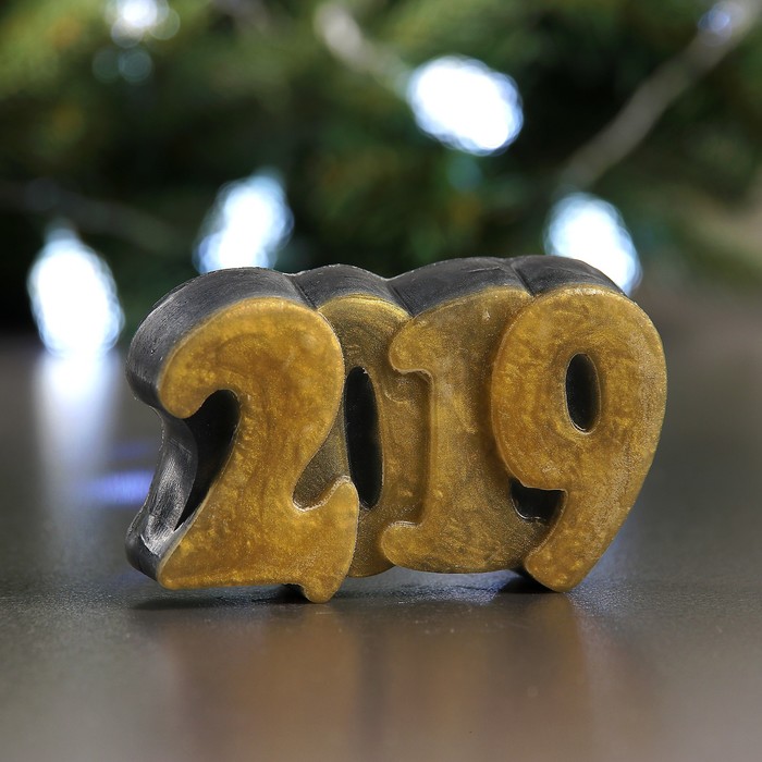 Фигурное мыло "2019" чёрный с золотом 85гр