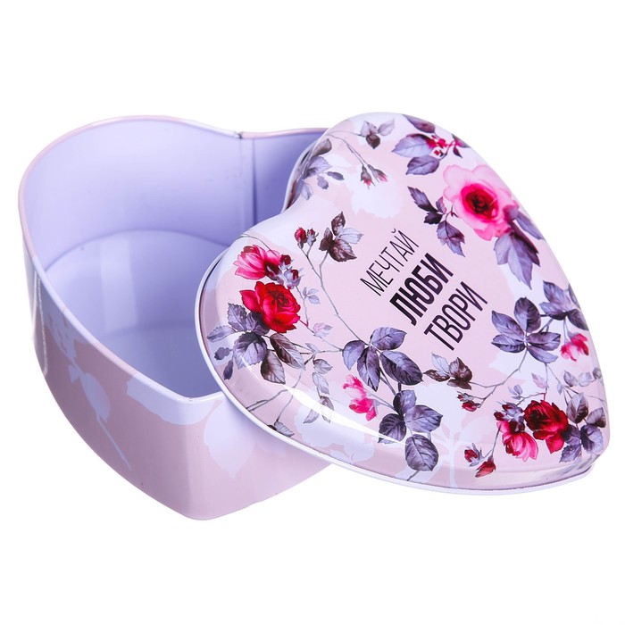Шкатулка в форме сердца "Мечтай, люби, твори!", 12 х 12 см