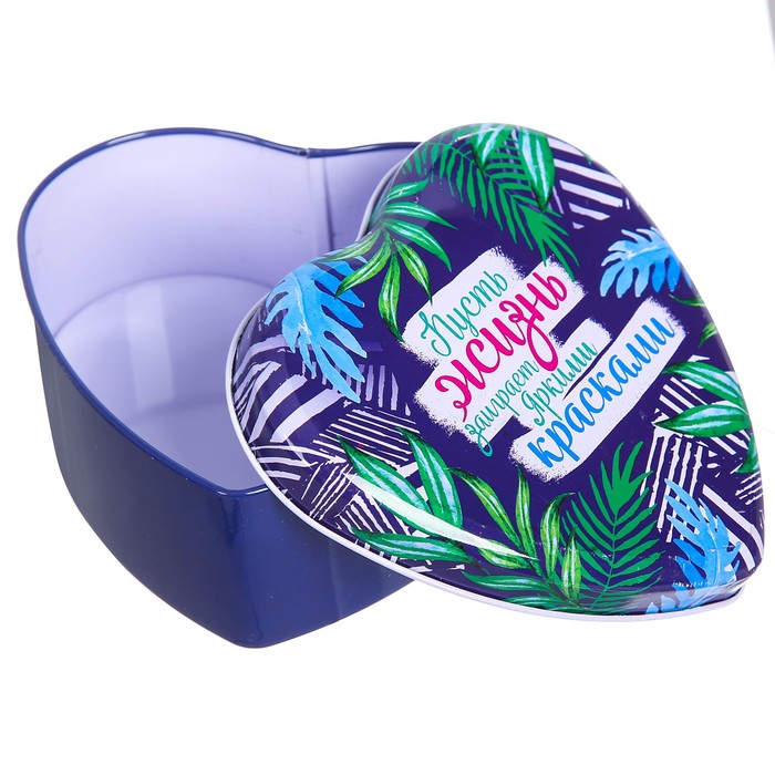 Шкатулка в форме сердца "Пусть жизнь заиграет яркими красками", 12 х 12 см