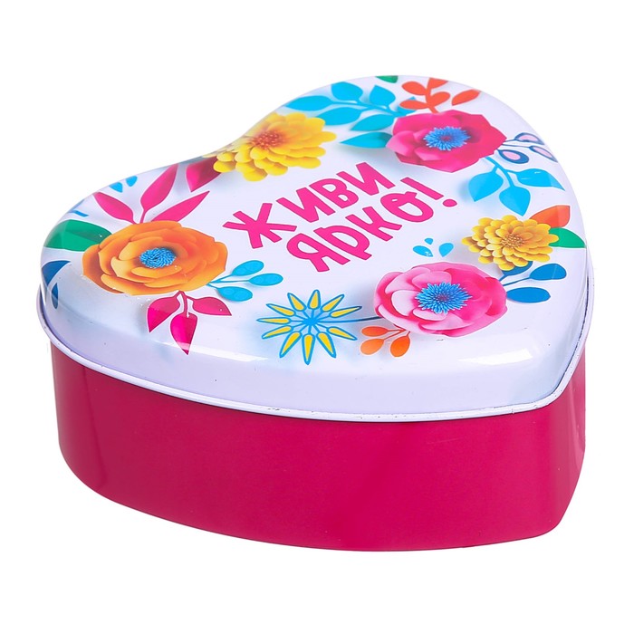 Шкатулка в форме сердца "Живи ярко!", 12 х 12 см