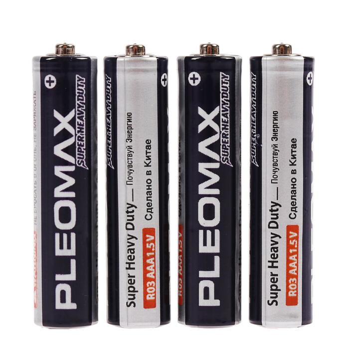 Батарейка солевая Pleomax Super Heavy Duty, AAA, R03-4S, 1.5В, спайка, 4 шт. батарейка солевая panasonic general purpose aaa r03 4s 1 5в спайка 4 шт