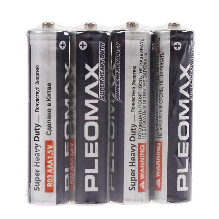 Батарейка солевая Pleomax Super Heavy Duty, AAA, R03-4S, 1.5В, спайка, 4 шт.