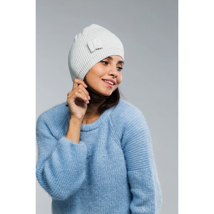 Шапка женская "Бант", размер 54-56, цвет белое золото