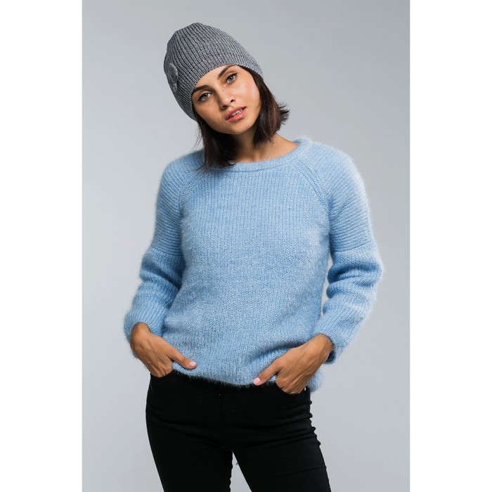 Шапка женская "Бант", размер 54-56, цвет серебро