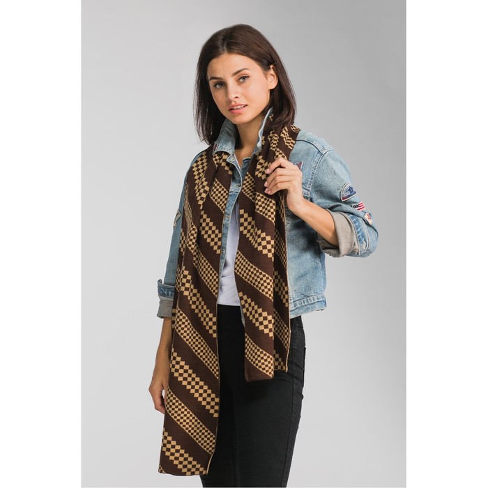 Шарф женский "Гретта", размер 180*27 см, цвет коричневый/бежевый