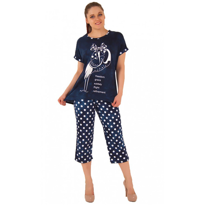 Комплект женский (футболка, бриджи) М186 цвет синий, р-р 50