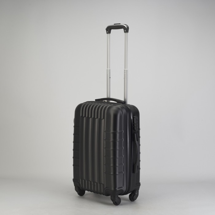 Чемодан малый "Сетка" 20", отдел на молнии, кодовый замок, 4 колеса, цвет чёрный