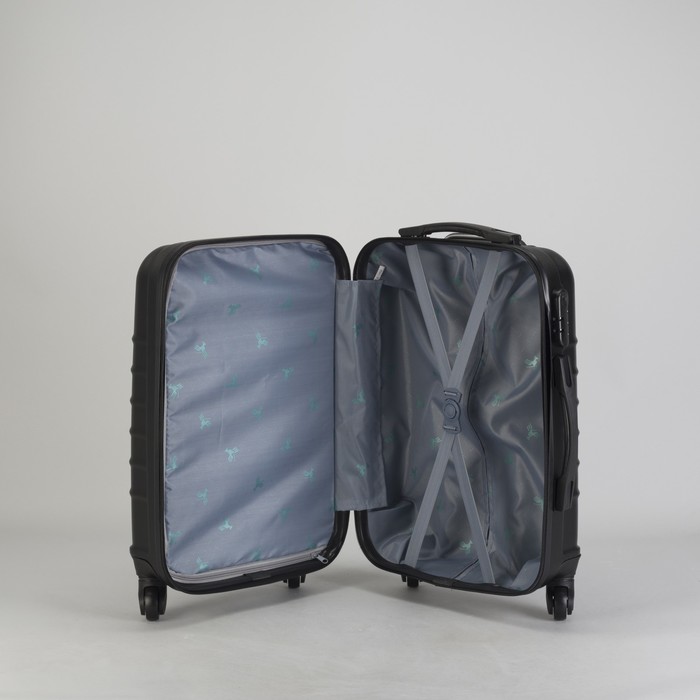 Чемодан малый "Сетка" 20", отдел на молнии, кодовый замок, 4 колеса, цвет чёрный