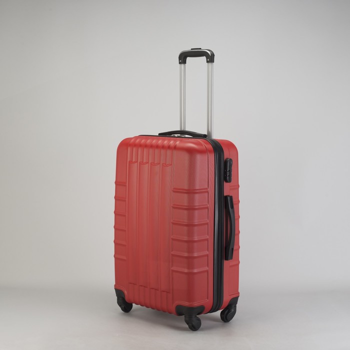 Чемодан средний "Сетка" 24", отдел на молнии, кодовый замок, 4 колеса, цвет красный