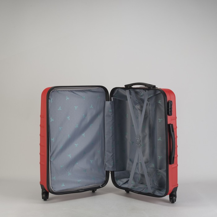 Чемодан средний "Сетка" 24", отдел на молнии, кодовый замок, 4 колеса, цвет красный