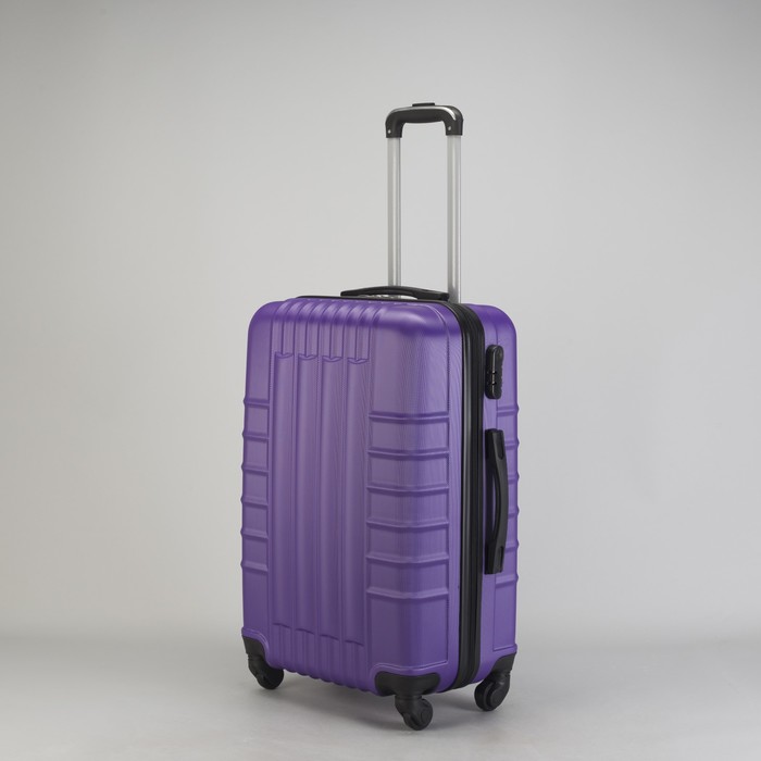 Чемодан средний "Сетка" 24", отдел на молнии, кодовый замок, 4 колеса, цвет фиолетовый