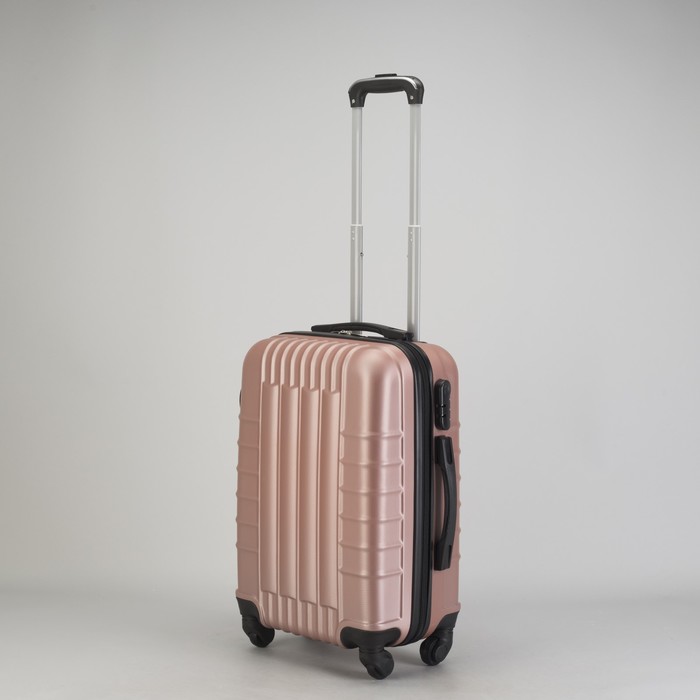 Чемодан малый "Сетка" 20", отдел на молнии, кодовый замок, 4 колеса, цвет пудровый