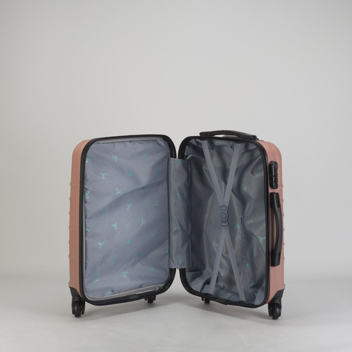 Чемодан малый "Сетка" 20", отдел на молнии, кодовый замок, 4 колеса, цвет пудровый