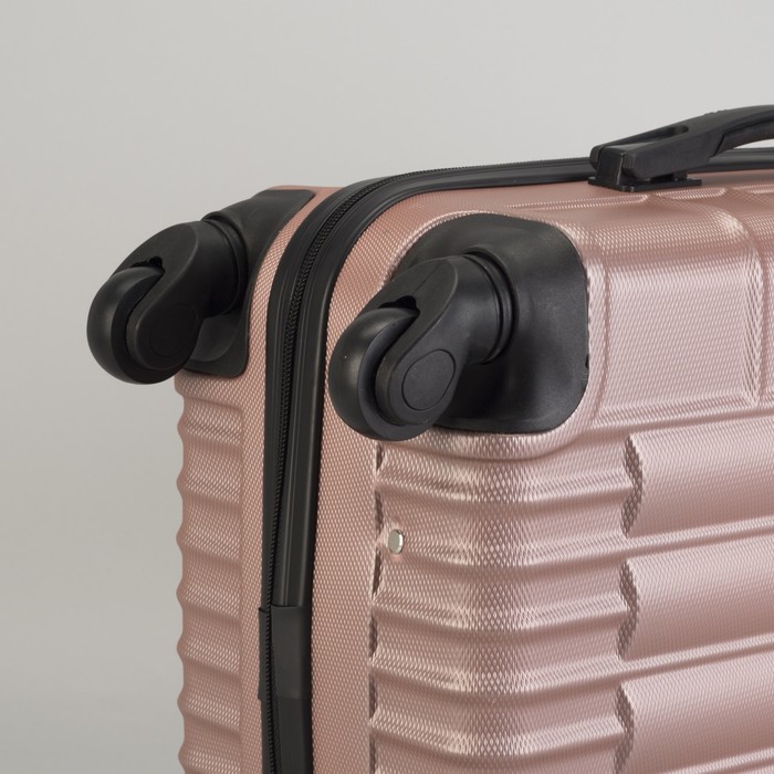 Чемодан малый "Сетка" 20", отдел на молнии, кодовый замок, 4 колеса, цвет пудровый