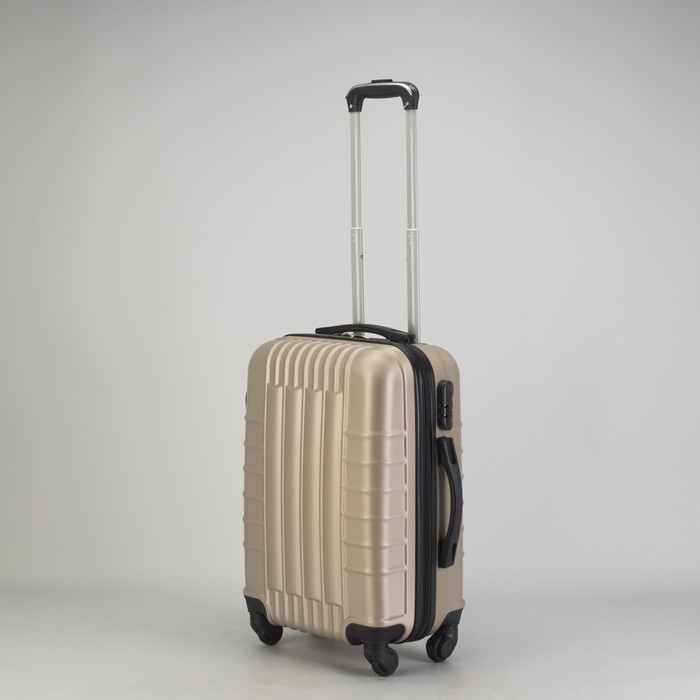 Чемодан малый "Сетка" 20", отдел на молнии, кодовый замок, 4 колеса, цвет бежевый