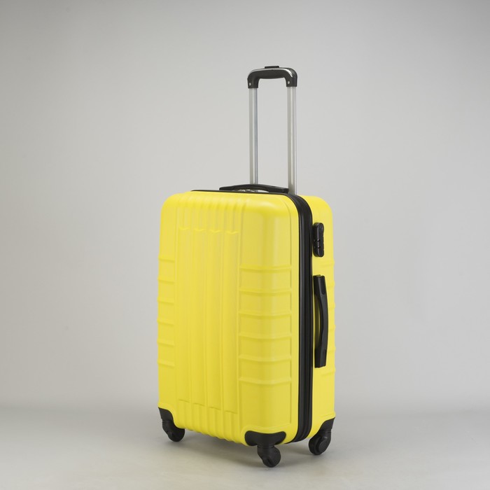 Чемодан средний "Сетка" 24", отдел на молнии, кодовый замок, 4 колеса, цвет жёлтый