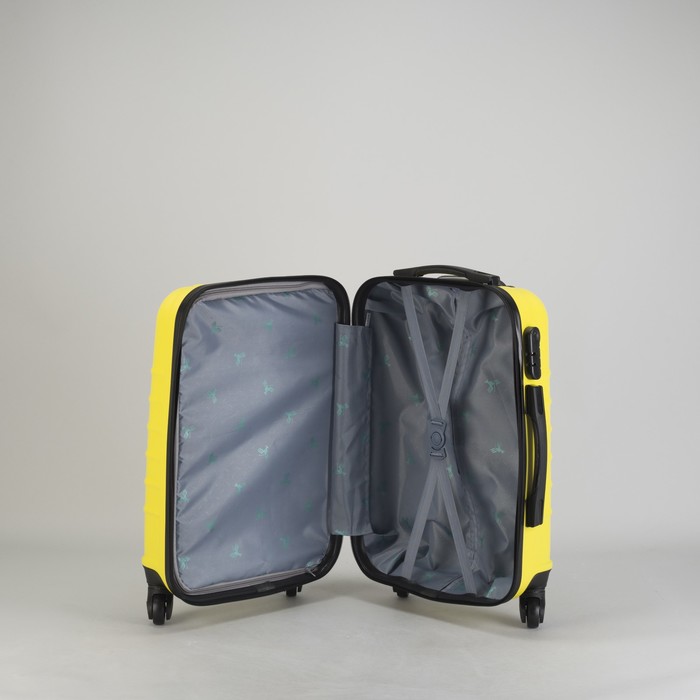 Чемодан малый "Сетка" 20", отдел на молнии, кодовый замок, 4 колеса, цвет жёлтый