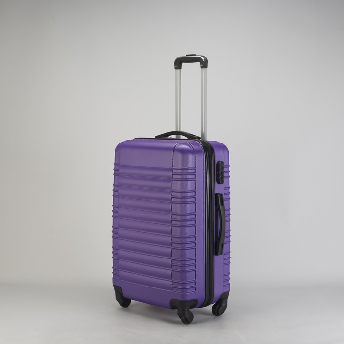 Чемодан средний "Плетение" 24", отдел на молнии, кодовый замок, 4 колеса, цвет фиолетовый