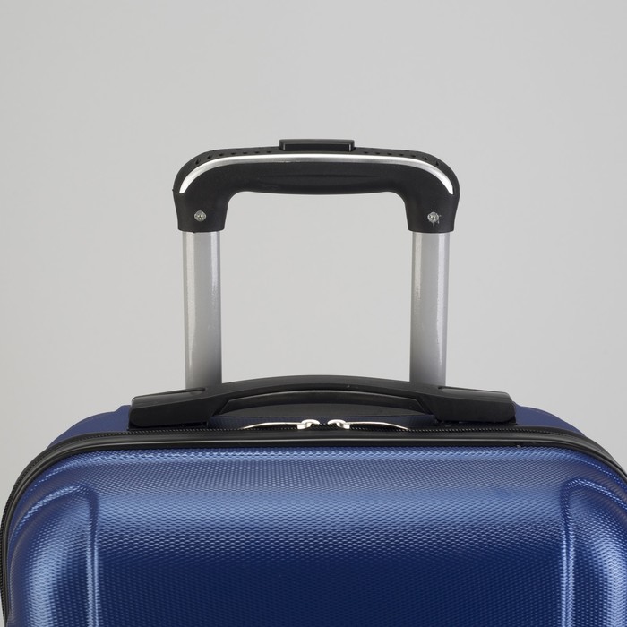 Чемодан малый "Плетение" 20", отдел на молнии, кодовый замок, 4 колеса, цвет синий