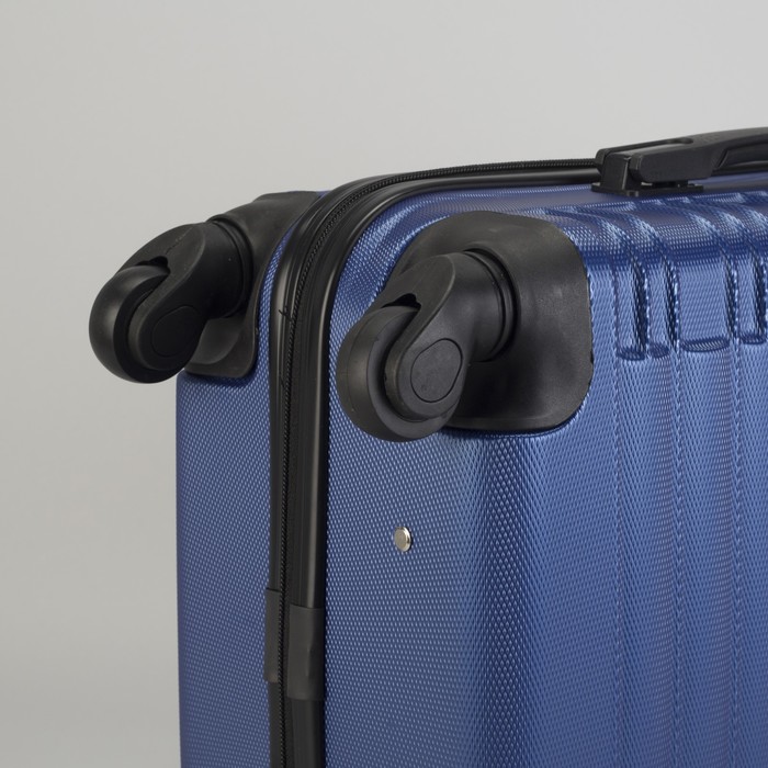 Чемодан малый "Плетение" 20", отдел на молнии, кодовый замок, 4 колеса, цвет синий