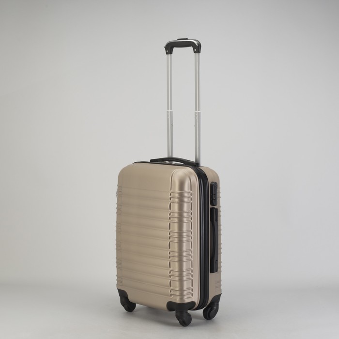 Чемодан малый "Плетение" 20", отдел на молнии, кодовый замок, 4 колеса, цвет бежевый