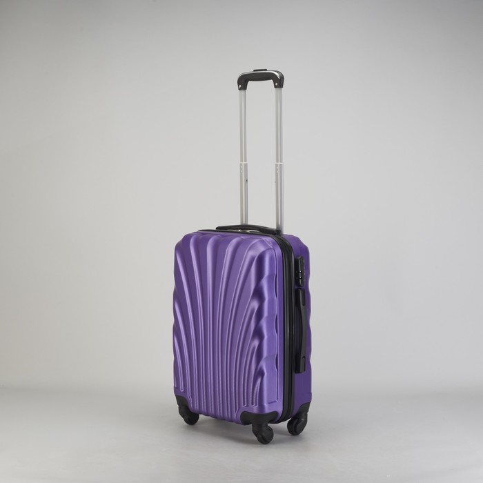 Чемодан малый "Ракушка" 20", отдел на молнии, кодовый замок, 4 колеса, цвет фиолетовый