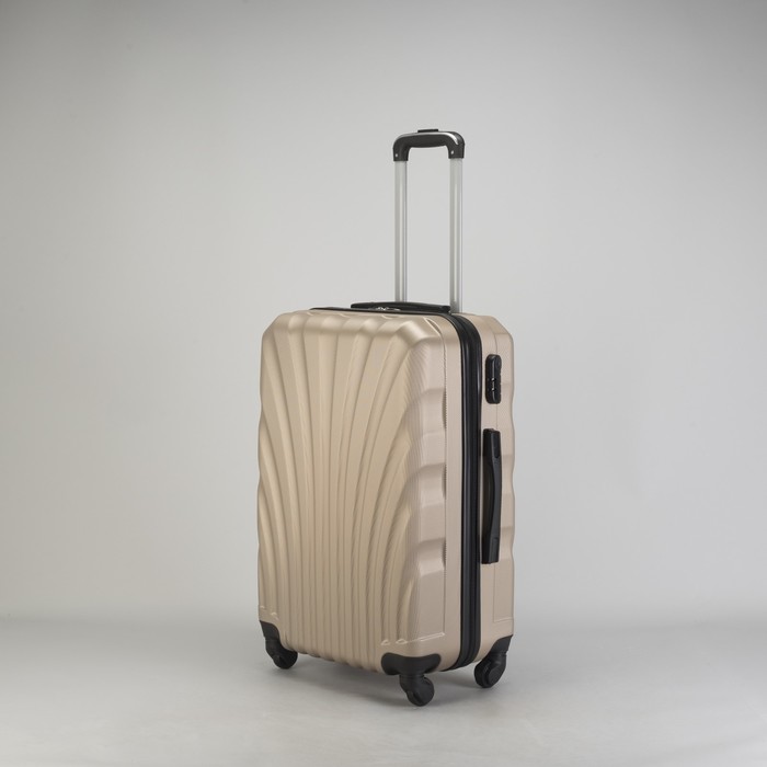 Чемодан средний "Ракушка" 24", отдел на молнии, кодовый замок, 4 колеса, цвет бежевый