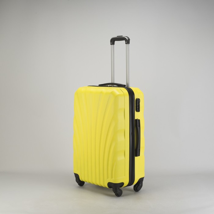 Чемодан средний "Ракушка" 24", отдел на молнии, кодовый замок, 4 колеса, цвет жёлтый