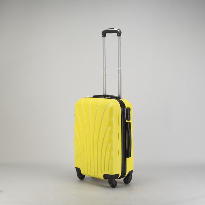 Чемодан малый "Ракушка" 20", отдел на молнии, кодовый замок, 4 колеса, цвет жёлтый
