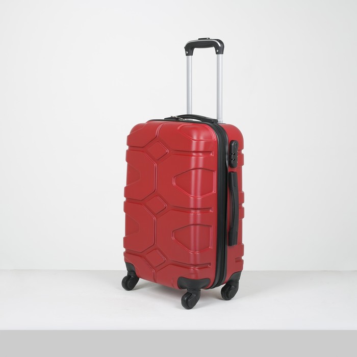 Чемодан малый "Доспехи" 20", отдел на молнии, кодовый замок, 4 колеса, цвет красный