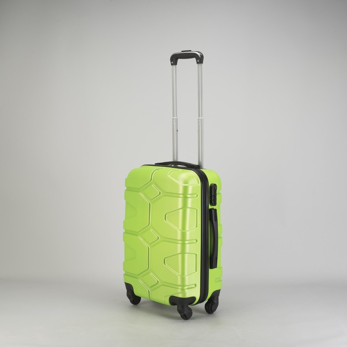 Чемодан малый "Доспехи" 20", отдел на молнии, кодовый замок, 4 колеса, цвет зелёный