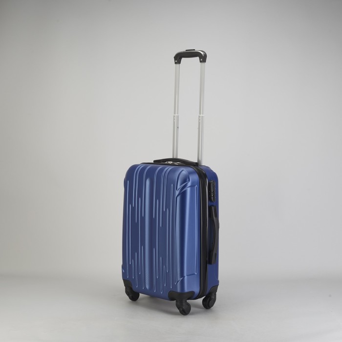Чемодан малый "Сдвиг" 20", отдел на молнии, кодовый замок, 4 колеса, цвет синий