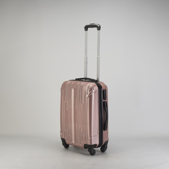Чемодан малый "Сдвиг" 20", отдел на молнии, кодовый замок, 4 колеса, цвет пудровый