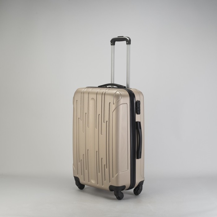 Чемодан средний "Сдвиг" 24", отдел на молнии, кодовый замок, 4 колеса, цвет бежевый