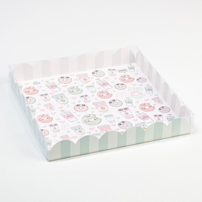 Коробка для кондитерских изделий с PVC крышкой «Доброе утро!», 21 х 21 х 3 см