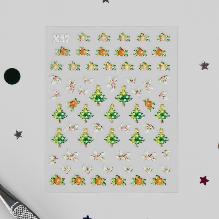 Наклейки для ногтей "Ёлочки, веточки"