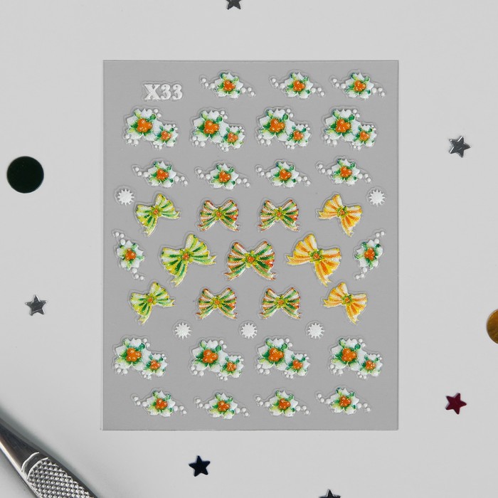 Наклейки для ногтей "Бантики, веточки"