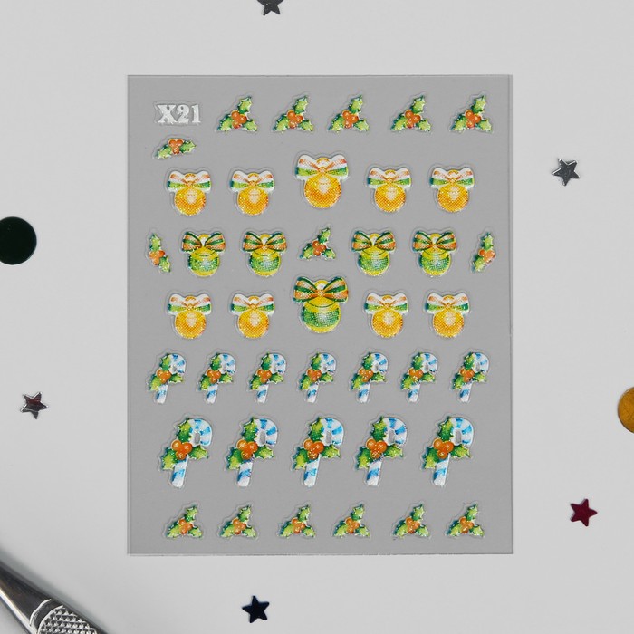 Наклейки для ногтей "Шарики, палочки"