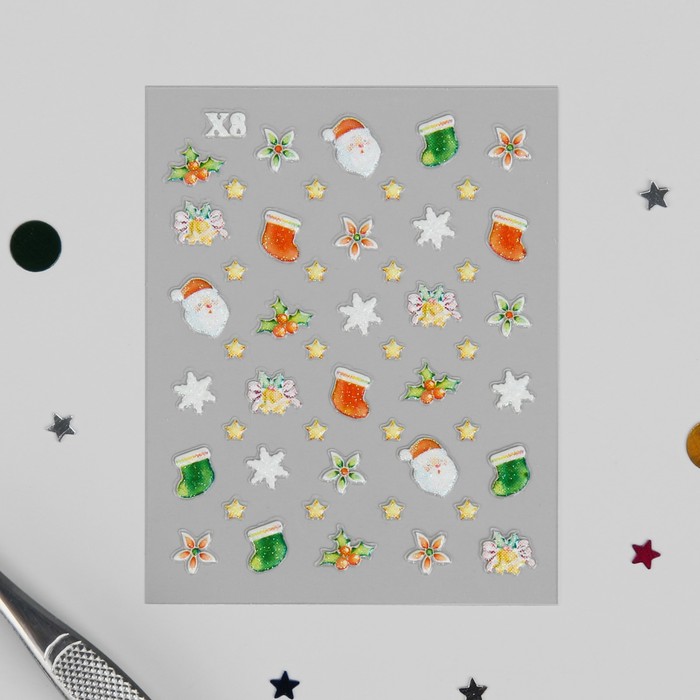 Наклейки для ногтей "Дед мороз, сапожки"