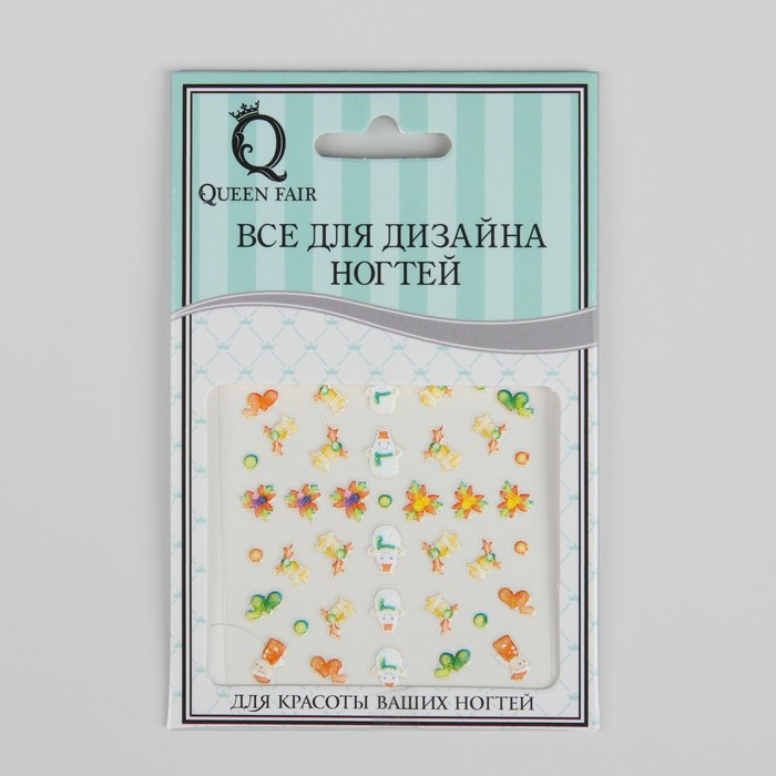 Наклейки для ногтей "Снеговики, колокольчики"