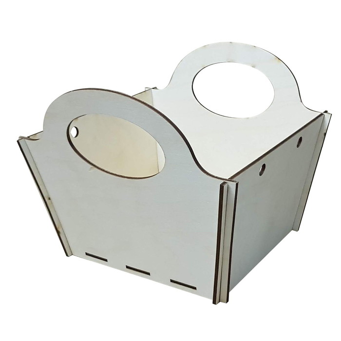 Заготовка д/декора "Поднос глубокий, круглые ручки"из фанеры 23,5х23,5х20 см  набор 5 дет.