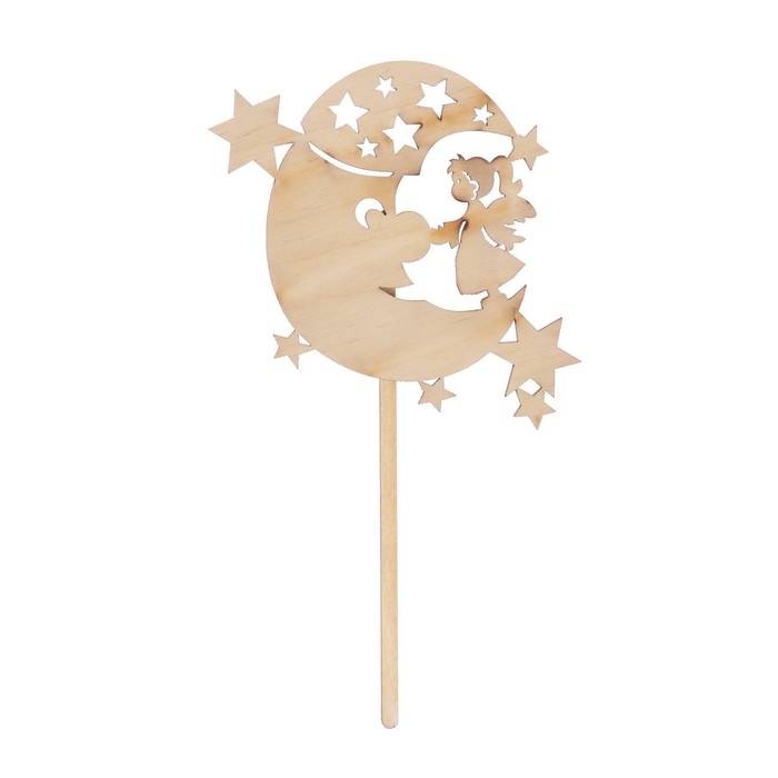 Топпер "Месяц со звездами" из фанеры, 9,5х12 см (ТОП 00-55)