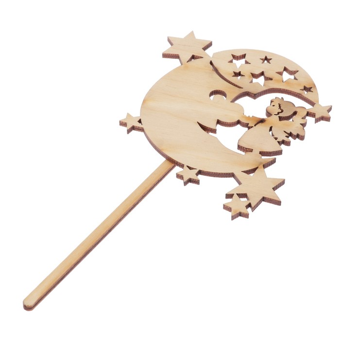 Топпер "Месяц со звездами" из фанеры, 9,5х12 см (ТОП 00-55)