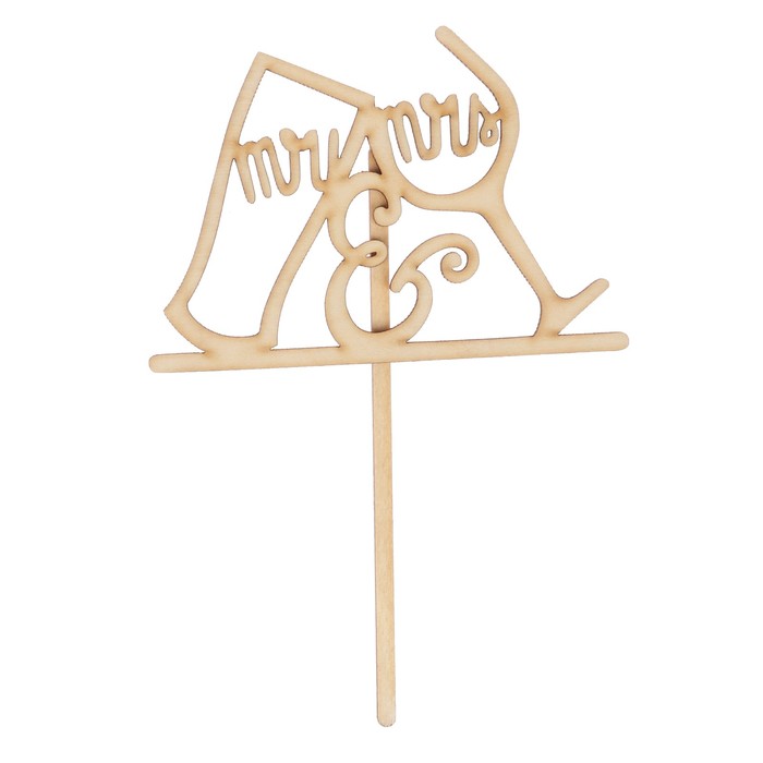 Топпер "Mr Mrs" из фанеры, 12х8,5 см (ТОП 00-117)