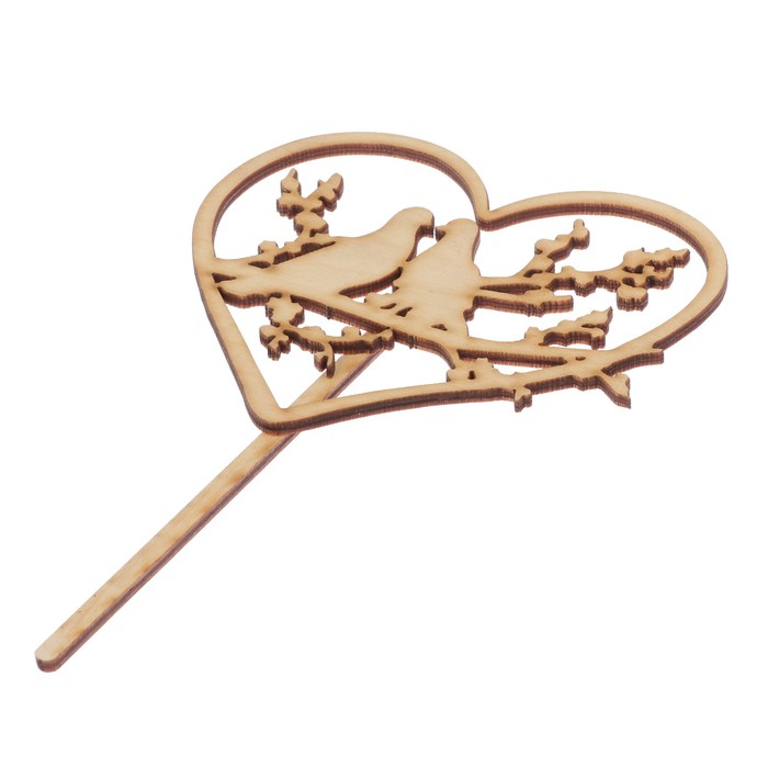 Топпер "Голуби в сердце" из фанеры, 12х11 см (ТОП 00-118)