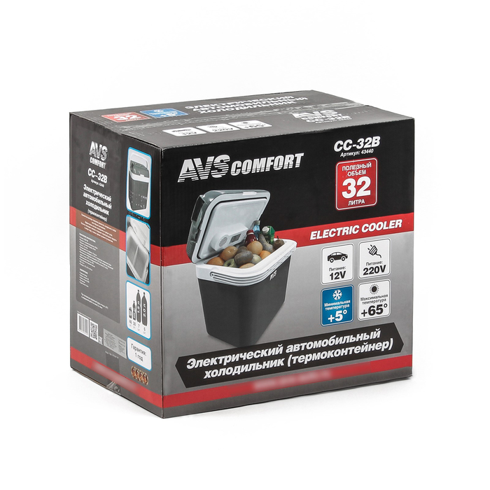 Холодильник автомобильный с функцией подогрева AVS CC-32B, 32 л, 12 В/220 В