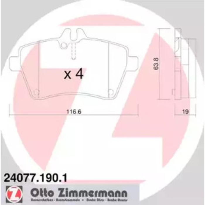 Колодки тормозные ZIMMERMANN 24077.190.1