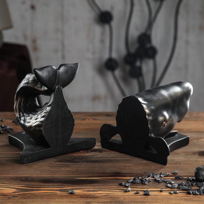 Держатель для книг "Кит", 40 см, чёрный мрамор