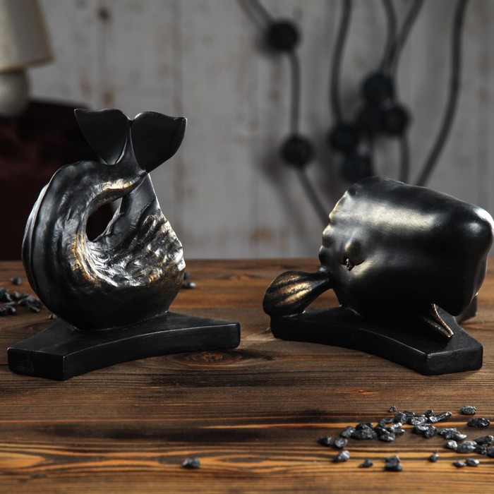 Держатель для книг "Кит", 40 см, чёрный мрамор